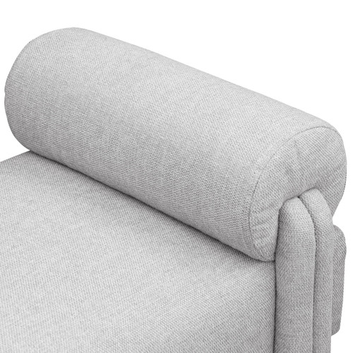 Upholstered Bench with Soft Grey Fabric, Rounded Pillow Arms, 55" W x 19.5" D x 23.5" H, Grey