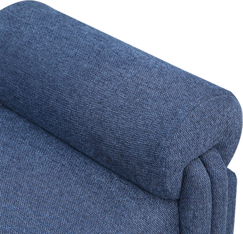 Upholstered Bench with Soft Navy Fabric, Rounded Pillow Arms, 55" W x 19.5" D x 23.5" H, Navy