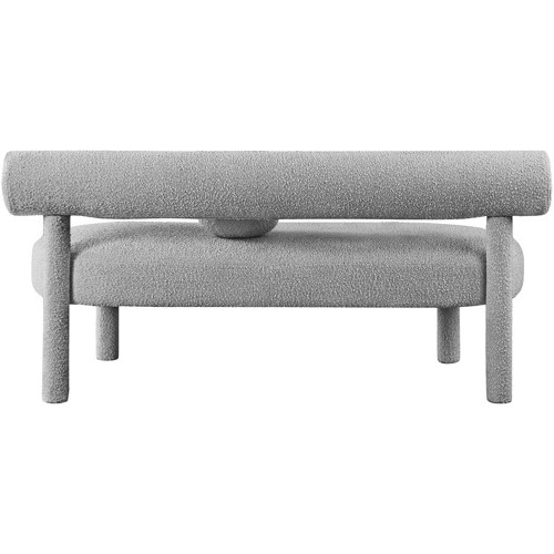 Boucle Fabric Upholstered Bench with Rich Grey Boucle Fabric, Solid Wood Frame, 59" W x 26" D x 28.5" H, Grey