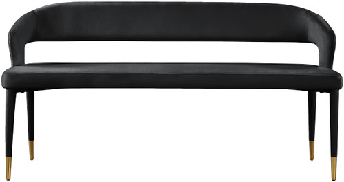 Upholstered Rounded Back Bench, Black, 58.5" W x 21" D x 30" H