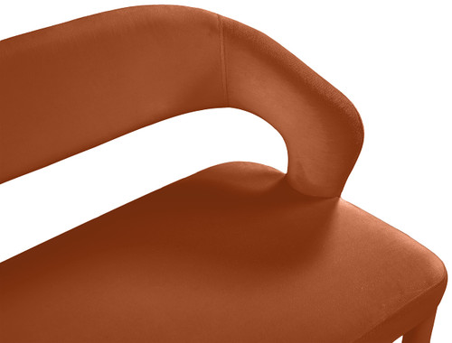 Upholstered Rounded Back Bench, Cognac, 58.5" W x 21" D x 30" H