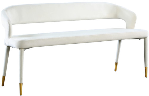 Upholstered Rounded Back Bench, Cream, 58.5" W x 21" D x 30" H