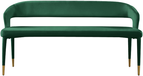 Upholstered Rounded Back Bench, Green, 58.5" W x 21" D x 30" H