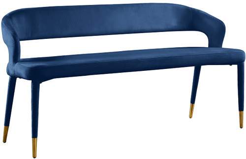 Upholstered Rounded Back Bench, Navy, 58.5" W x 21" D x 30" H