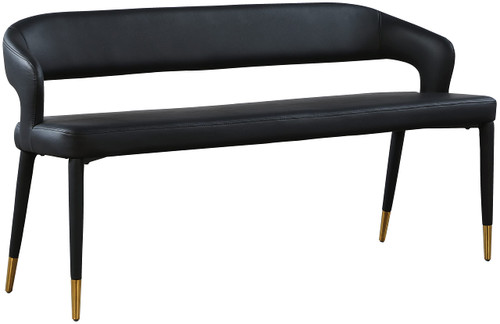 Upholstered Rounded Back Bench, Black, 58.5" W x 21" D x 30" H