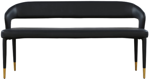 Upholstered Rounded Back Bench, Black, 58.5" W x 21" D x 30" H