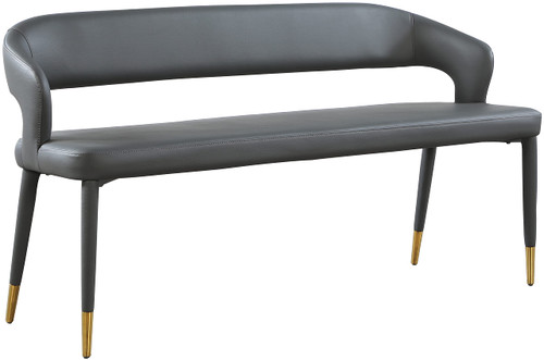 Upholstered Rounded Back Bench, Gray, 58.5" W x 21" D x 30" H