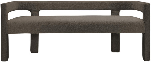 Boucle Fabric Upholstered Bench, Brown, 66.5" L x 21" D x 27" H