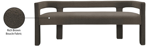 Boucle Fabric Upholstered Bench, Brown, 66.5" L x 21" D x 27" H