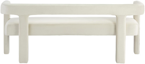 Velvet Upholstered Bench with Soft Cream Velvet, 66.5" W x 21" D x 27" H, Cream