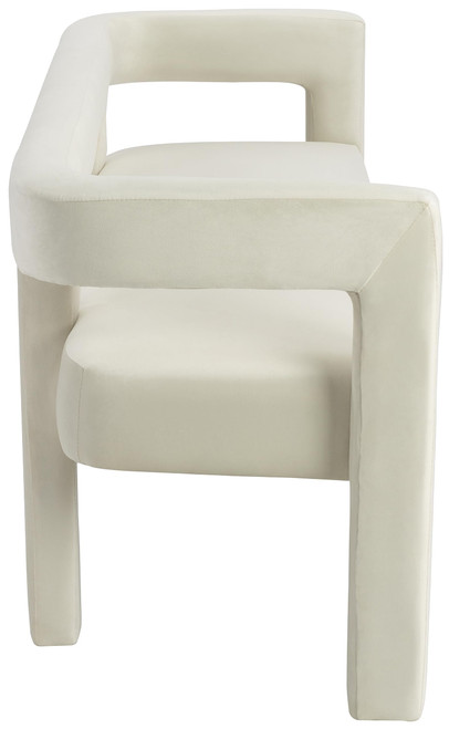 Velvet Upholstered Bench with Soft Cream Velvet, 66.5" W x 21" D x 27" H, Cream