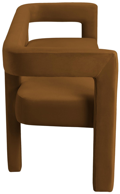 Velvet Upholstered Bench with Soft Saddle Colored Velvet, 66.5" W x 21" D x 27" H, Saddle