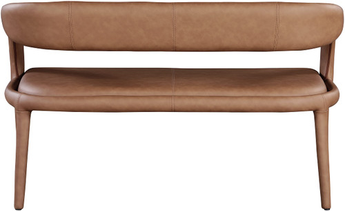 Vegan Leather Upholstered Bench with Rounded Back, 51.5" W x 22" D x 31" H, Brown