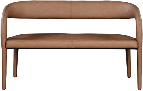 Vegan Leather Upholstered Bench with Rounded Back, 51.5" W x 22" D x 31" H, Brown