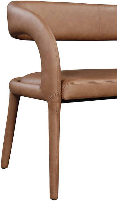 Vegan Leather Upholstered Bench with Rounded Back, 51.5" W x 22" D x 31" H, Brown