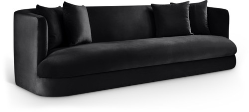 Sofa with Ultra Luxe Black 460 GSM Velvet, Solid Wood Frame, 93.5" W x 36" D x 30" H, Black