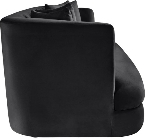 Sofa with Ultra Luxe Black 460 GSM Velvet, Solid Wood Frame, 93.5" W x 36" D x 30" H, Black