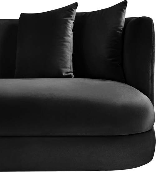 Sofa with Ultra Luxe Black 460 GSM Velvet, Solid Wood Frame, 93.5" W x 36" D x 30" H, Black
