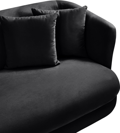 Sofa with Ultra Luxe Black 460 GSM Velvet, Solid Wood Frame, 93.5" W x 36" D x 30" H, Black
