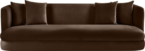 Sofa with Ultra Luxe Brown 460 GSM Velvet, Solid Wood Frame, 93.5" W x 36" D x 30" H, Brown