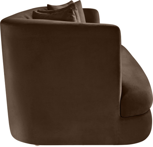 Sofa with Ultra Luxe Brown 460 GSM Velvet, Solid Wood Frame, 93.5" W x 36" D x 30" H, Brown