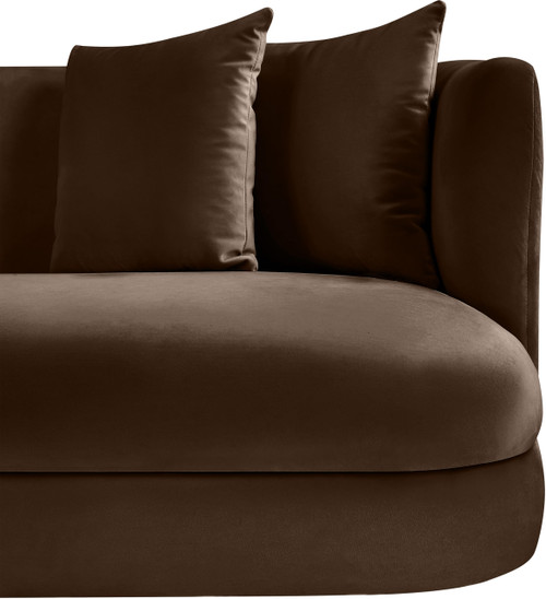 Sofa with Ultra Luxe Brown 460 GSM Velvet, Solid Wood Frame, 93.5" W x 36" D x 30" H, Brown