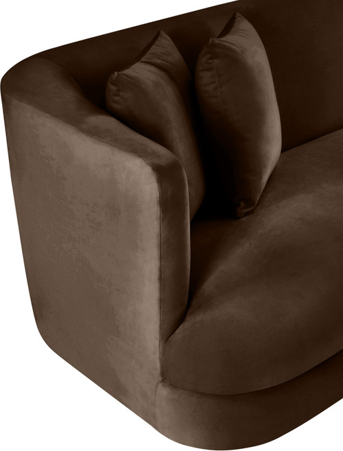 Sofa with Ultra Luxe Brown 460 GSM Velvet, Solid Wood Frame, 93.5" W x 36" D x 30" H, Brown
