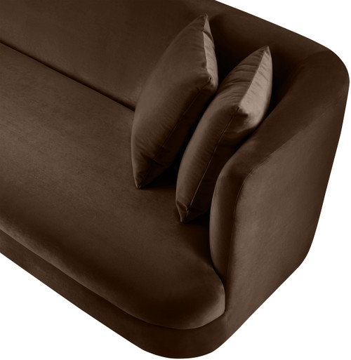Sofa with Ultra Luxe Brown 460 GSM Velvet, Solid Wood Frame, 93.5" W x 36" D x 30" H, Brown