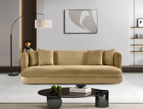 Sofa with Ultra Luxe Camel 460 GSM Velvet, Solid Wood Frame, 93.5" W x 36" D x 30" H, Camel