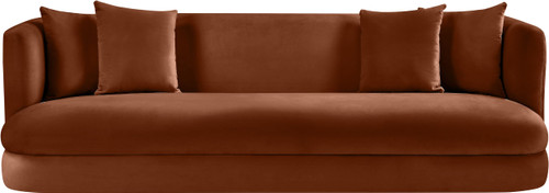 Sofa with Ultra Luxe Cognac 460 GSM Velvet, Solid Wood Frame, 93.5" W x 36" D x 30" H, Cognac