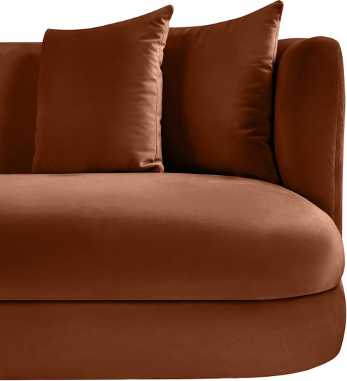 Sofa with Ultra Luxe Cognac 460 GSM Velvet, Solid Wood Frame, 93.5" W x 36" D x 30" H, Cognac