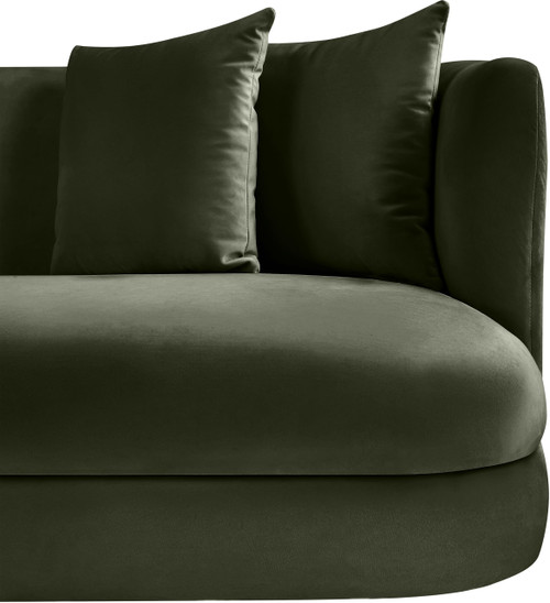 Sofa with Ultra Luxe Green 460 GSM Velvet, Solid Wood Frame, 93.5" W x 36" D x 30" H, Green