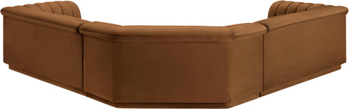 Modular Sectional with Soft Saddle Velvet Fabric, Deep Channel Tufting, Curved Arms, 148" W x 80" D x 28" H, Saddle