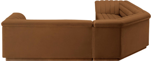 Modular Sectional with Soft Saddle Velvet Fabric, Deep Channel Tufting, Curved Arms, 148" W x 80" D x 28" H, Saddle