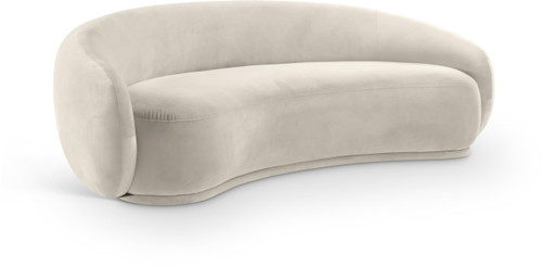 Sofa with Ultra Luxe Cream 460 GSM Velvet, Solid Eucalyptus Wood Inner Frame, 93" W x 45.5" D x 31" H, Cream