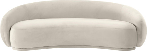 Sofa with Ultra Luxe Cream 460 GSM Velvet, Solid Eucalyptus Wood Inner Frame, 93" W x 45.5" D x 31" H, Cream