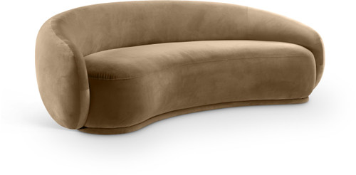 Sofa with Ultra Luxe Beige 460 GSM Velvet, Solid Eucalyptus Wood Inner Frame, 93" W x 45.5" D x 31" H, Beige