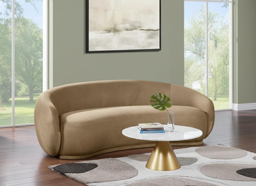Sofa with Ultra Luxe Beige 460 GSM Velvet, Solid Eucalyptus Wood Inner Frame, 93" W x 45.5" D x 31" H, Beige