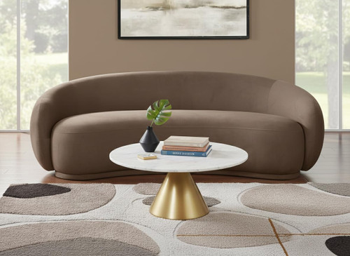 Sofa with Ultra Luxe Brown 460 GSM Velvet, Solid Eucalyptus Wood Inner Frame, 95" W x 45.5" D x 31" H, Brown