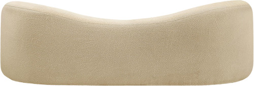 Sofa with Soft Beige Faux Shearling Teddy Fabric, Curved Back, 86" W x 33" D x 27" H, Beige