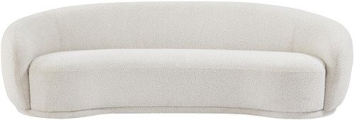 Boucle Fabric Upholstered Sofa, Cream, 89.5" W x 38" D x 28" H