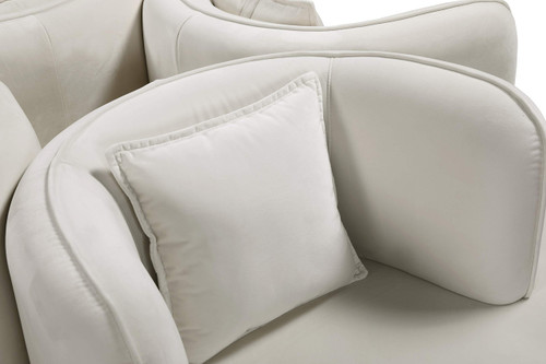 Velvet Upholstered Roundabout Sofa with Sturdy Gold Iron Legs, Cream, 72" W x 72" D x 29" H