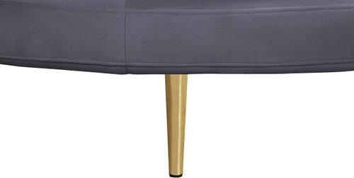 Velvet Upholstered Roundabout Sofa with Sturdy Gold Iron Legs, Grey, 72" W x 72" D x 29" H