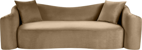 Sofa with Ultra Luxe Beige 460 GSM Velvet, Rich Curves, 91" W x 34.5" D x 31" H, Beige