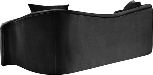 Sofa with Ultra Luxe Black 460 GSM Velvet, Rich Curves, 91" W x 34.5" D x 31" H, Black