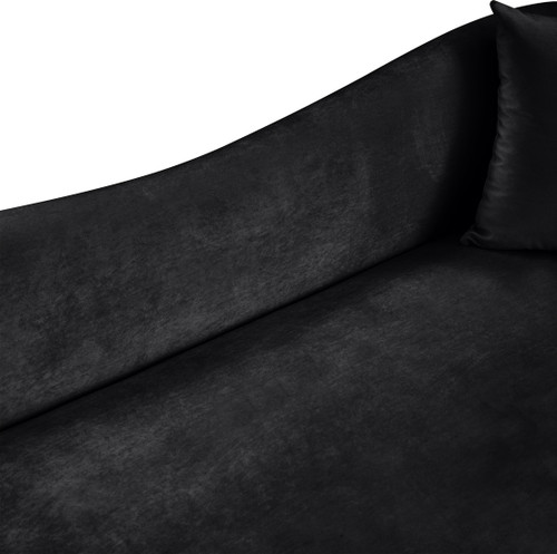 Sofa with Ultra Luxe Black 460 GSM Velvet, Rich Curves, 91" W x 34.5" D x 31" H, Black