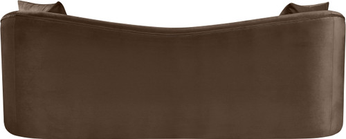 Sofa with Ultra Luxe Brown 460 GSM Velvet, Rich Curves, 91" W x 34.5" D x 31" H, Brown