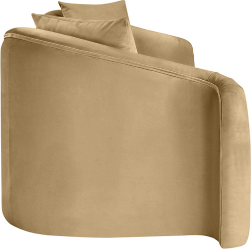 Sofa with Ultra Luxe Camel 460 GSM Velvet, Rich Curves, 91" W x 34.5" D x 31" H, Camel