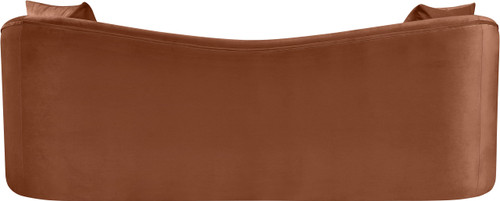 Sofa with Ultra Luxe Cognac 460 GSM Velvet, Rich Curves, 91" W x 34.5" D x 31" H, Cognac