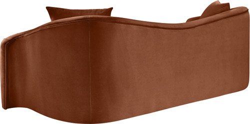 Sofa with Ultra Luxe Cognac 460 GSM Velvet, Rich Curves, 91" W x 34.5" D x 31" H, Cognac